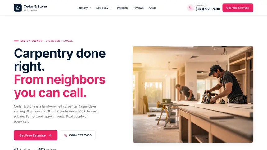 Carpentry Polished Gradient demo website thumbnail