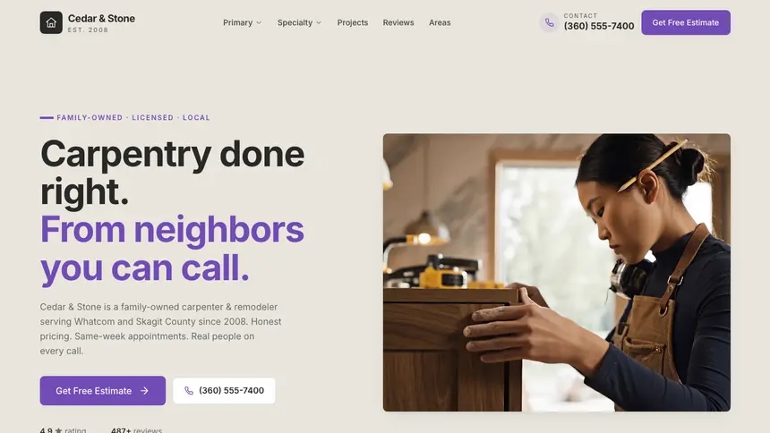 Carpentry Sleek Premium demo website thumbnail