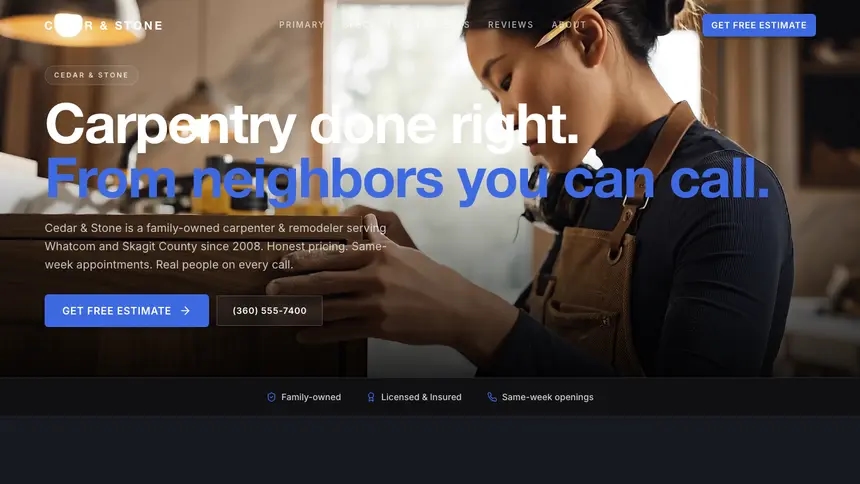 Carpentry Futuristic Minimal demo website thumbnail