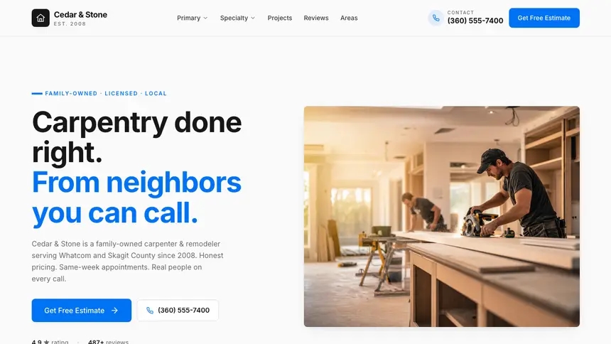 Carpentry Monochrome Modern demo website thumbnail