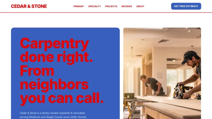 Carpentry Confident Telecom demo website thumbnail