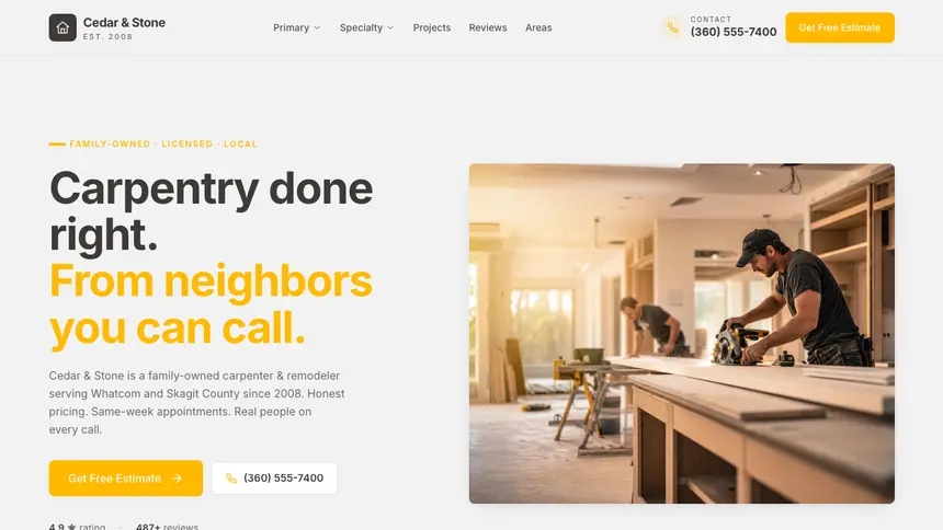 Carpentry Energetic Tech demo website thumbnail
