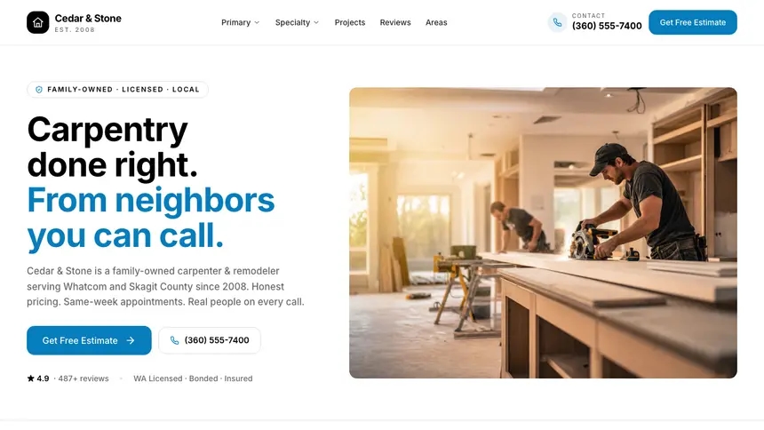Carpentry Editorial Bold demo website thumbnail