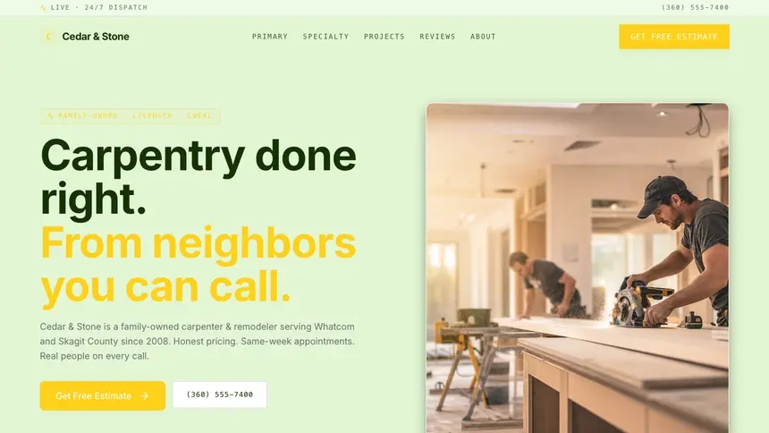 Carpentry Bright Finance demo website thumbnail