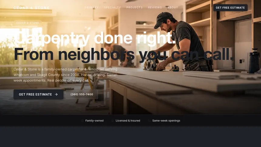 Carpentry Stark Minimal demo website thumbnail