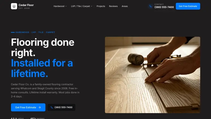 Flooring Developer Dark demo website thumbnail