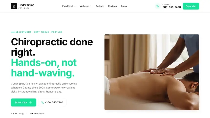 Chiropractic Bright Docs demo website thumbnail