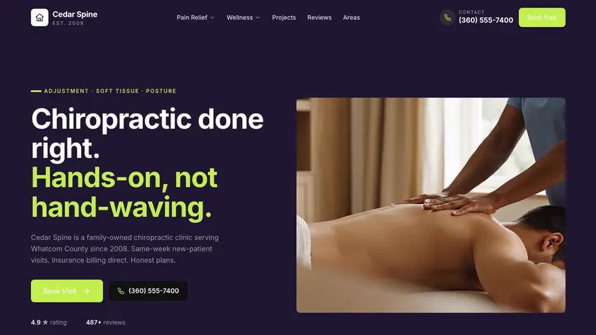 Chiropractic Focused Monitor demo website thumbnail