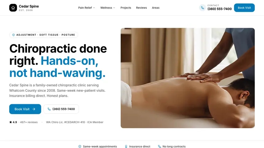 Chiropractic Editorial Bold demo website thumbnail
