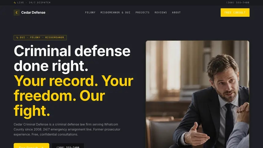 Criminal Defense Bold Contrast demo website thumbnail