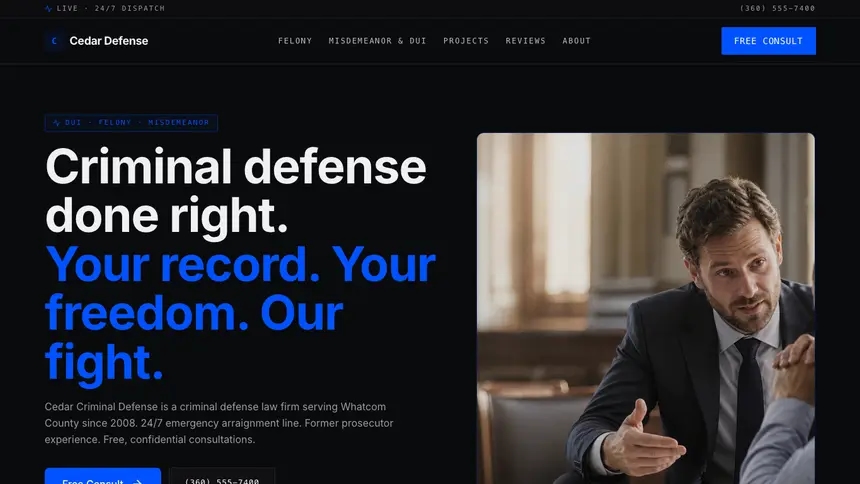 Criminal Defense Trusted Finance demo website thumbnail