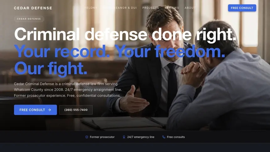 Criminal Defense Futuristic Minimal demo website thumbnail