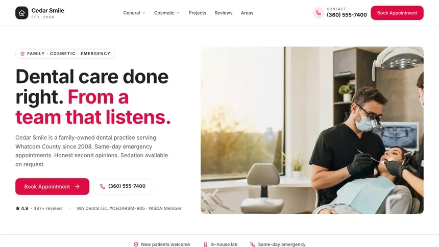 Dental Warm Hospitality demo website thumbnail