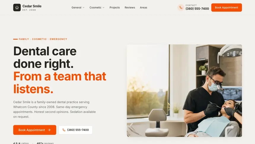 Dental Focused Dark demo website thumbnail