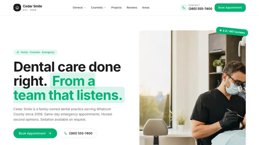 Dental Open Canvas demo website thumbnail