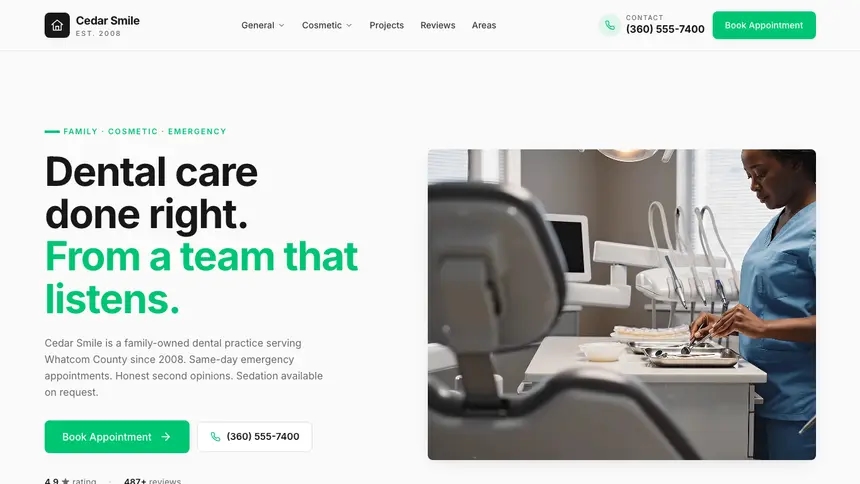 Dental Modern Green demo website thumbnail
