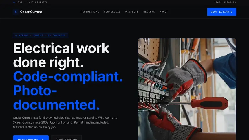 Electrical Trusted Finance demo website thumbnail