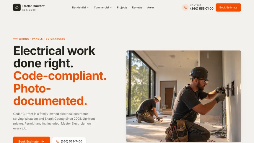 Electrical Focused Dark demo website thumbnail