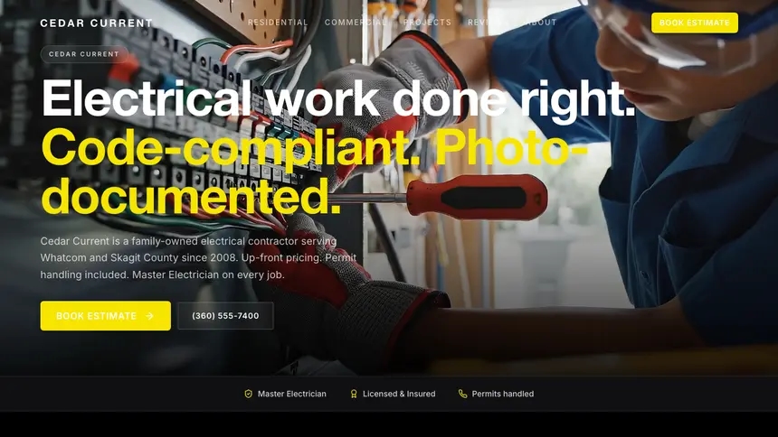 Electrical Bold Performance demo website thumbnail