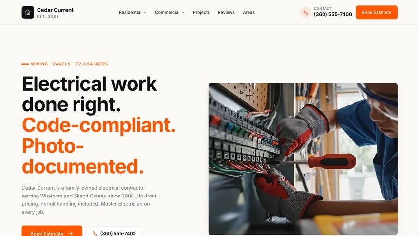 Electrical Approachable Support demo website thumbnail