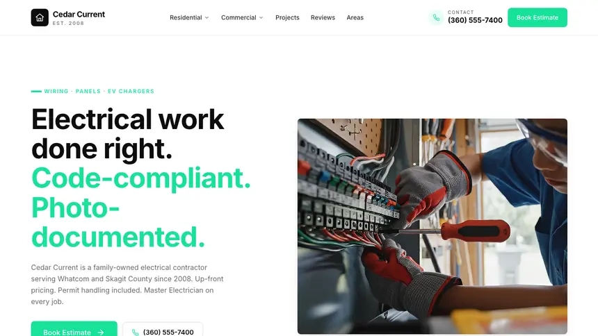 Electrical Bright Docs demo website thumbnail