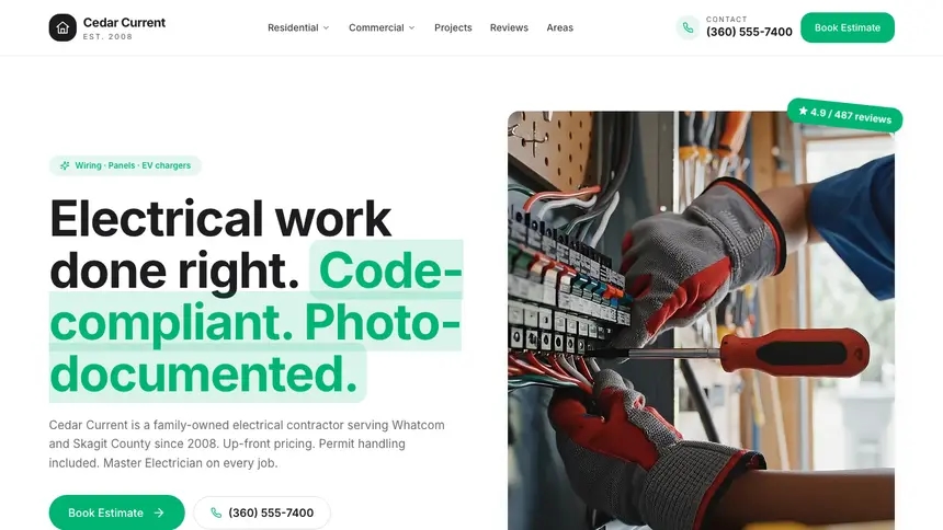 Electrical Open Canvas demo website thumbnail