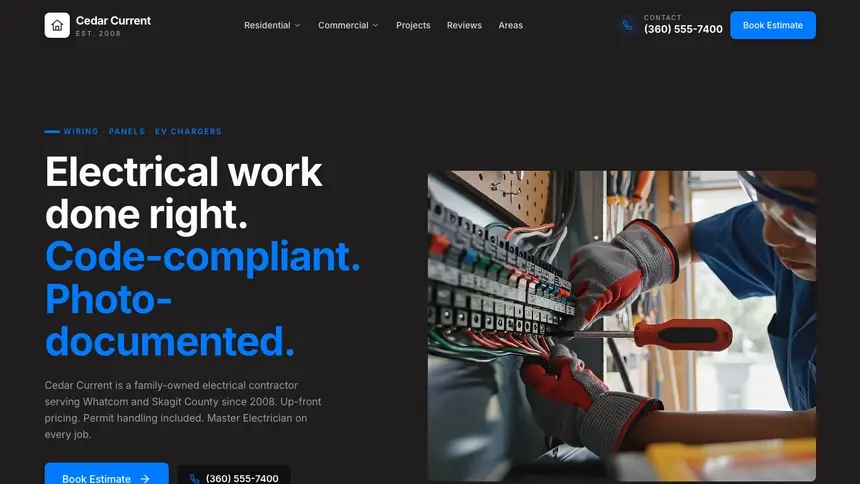 Electrical Developer Dark demo website thumbnail