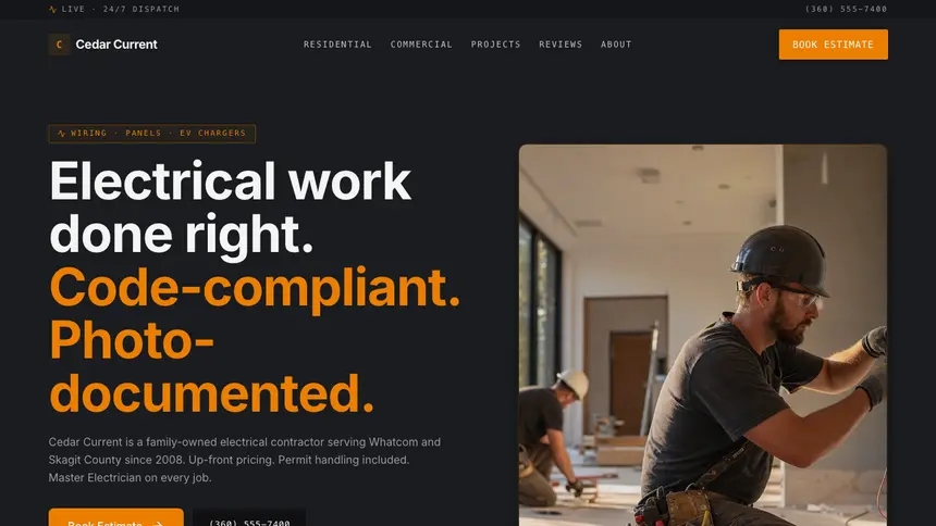 Electrical Modern Finance demo website thumbnail