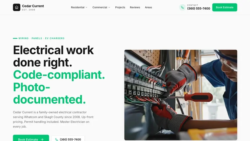 Electrical Modern Green demo website thumbnail