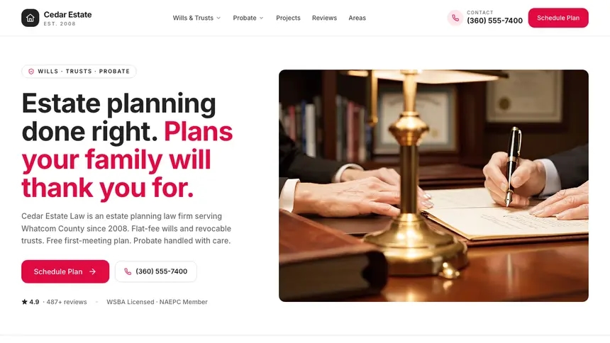Estate Planning Warm Hospitality demo website thumbnail