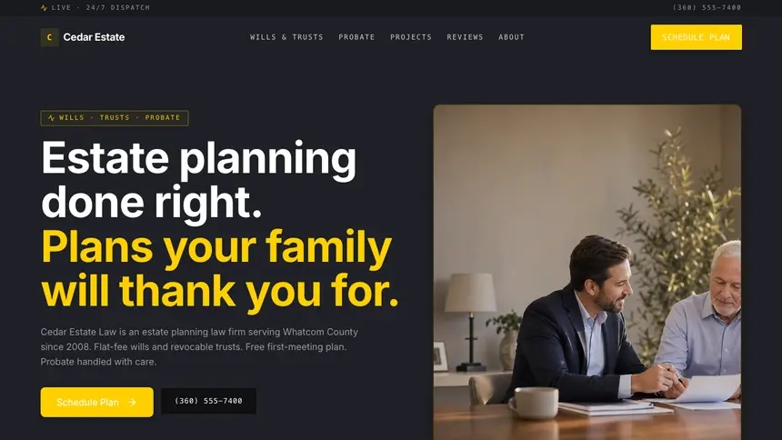 Estate Planning Bold Contrast demo website thumbnail