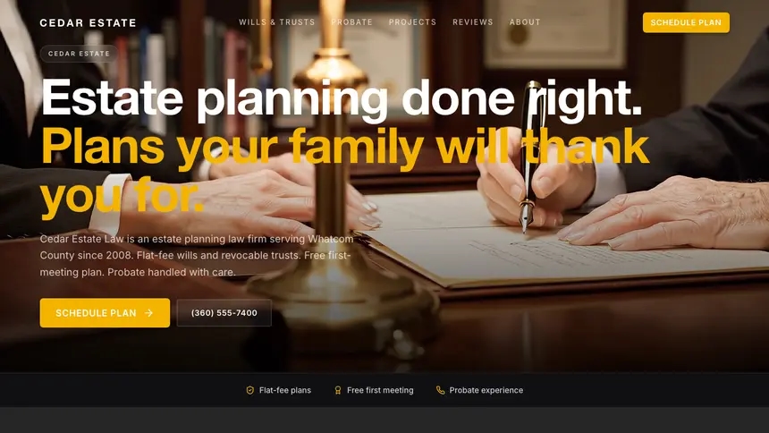 Estate Planning Performance Accent demo website thumbnail