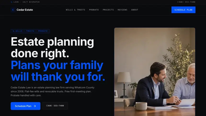 Estate Planning Trusted Finance demo website thumbnail