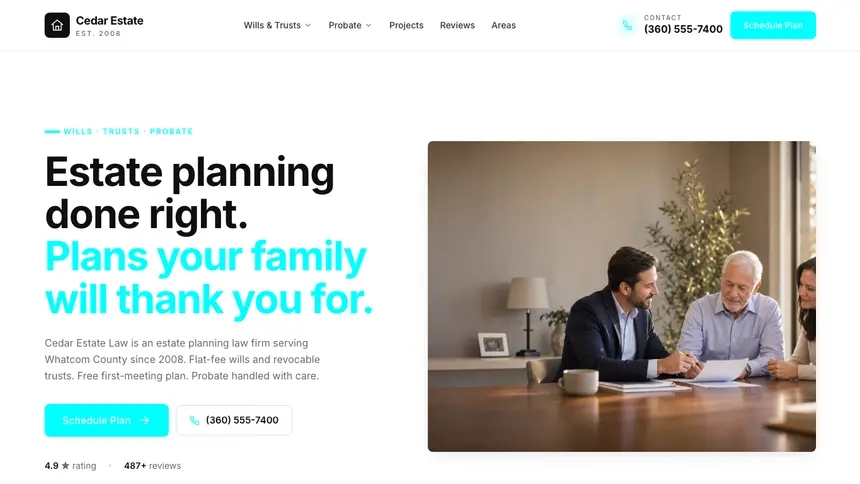 Estate Planning Modular Clean demo website thumbnail