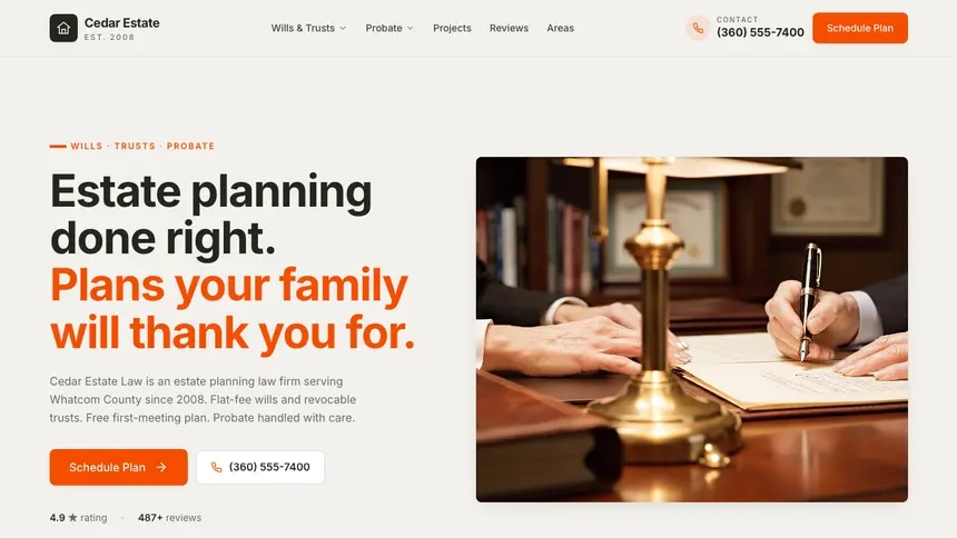 Estate Planning Focused Dark demo website thumbnail
