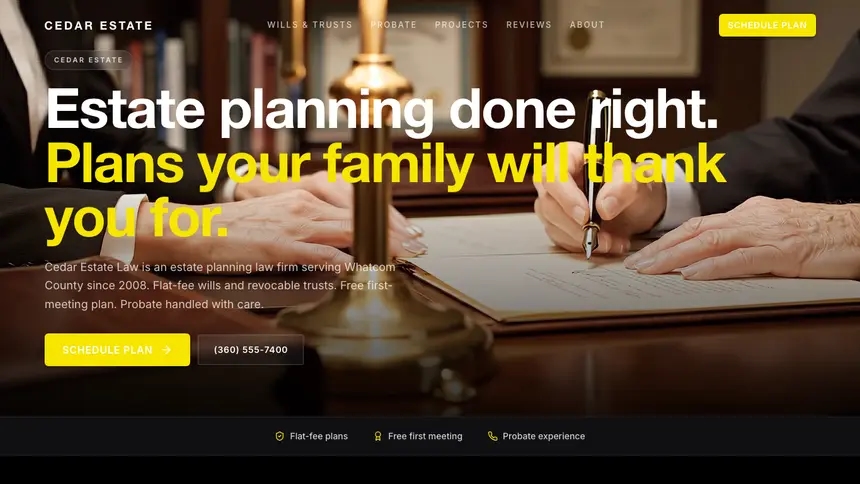 Estate Planning Bold Performance demo website thumbnail