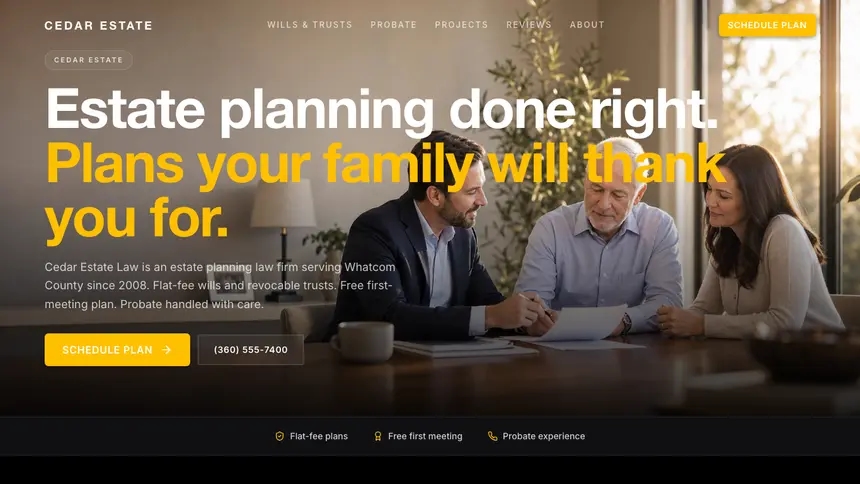 Estate Planning High Impact demo website thumbnail