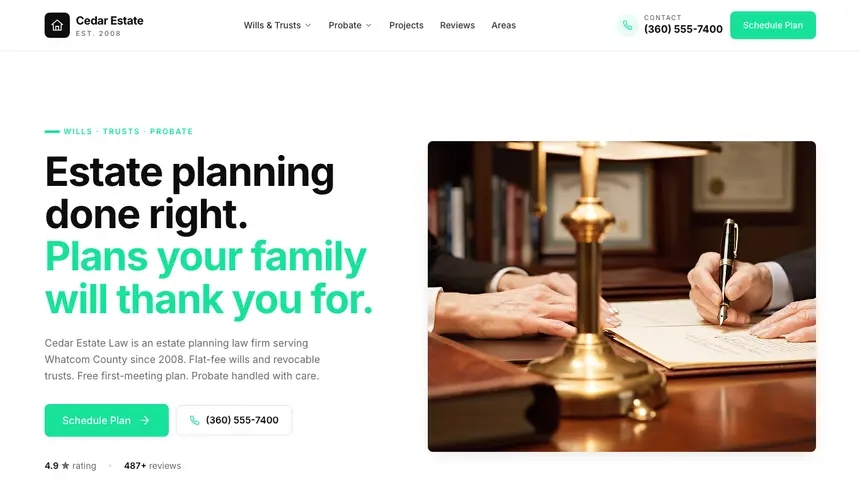 Estate Planning Bright Docs demo website thumbnail