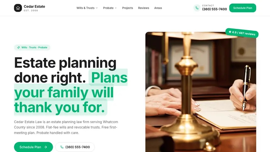 Estate Planning Open Canvas demo website thumbnail