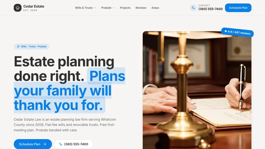 Estate Planning Clean Editorial demo website thumbnail