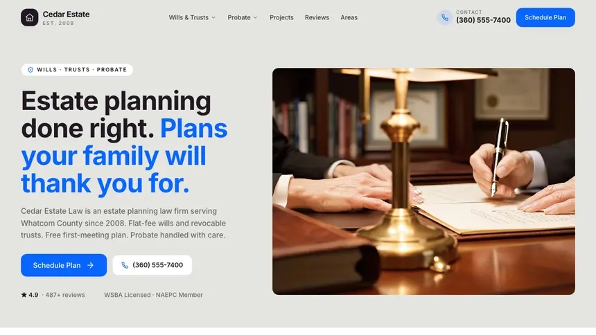 Estate Planning Visual Discovery demo website thumbnail