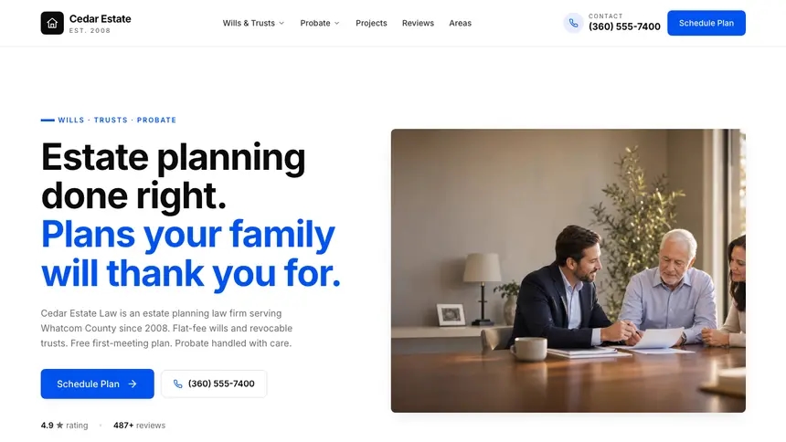 Estate Planning Editorial Content demo website thumbnail