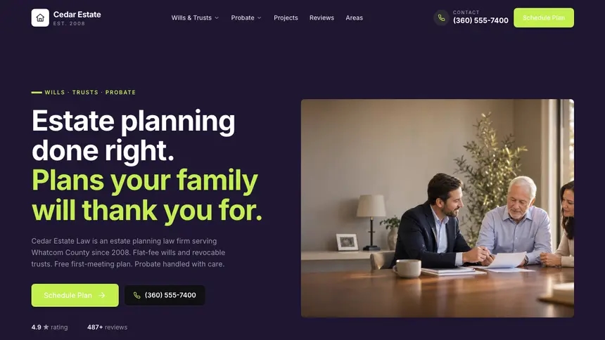 Estate Planning Focused Monitor demo website thumbnail