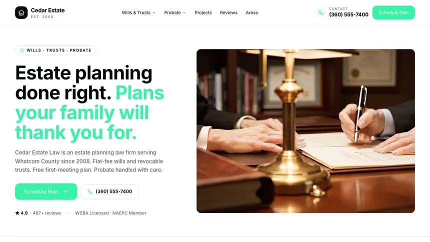 Estate Planning Commerce Ready demo website thumbnail