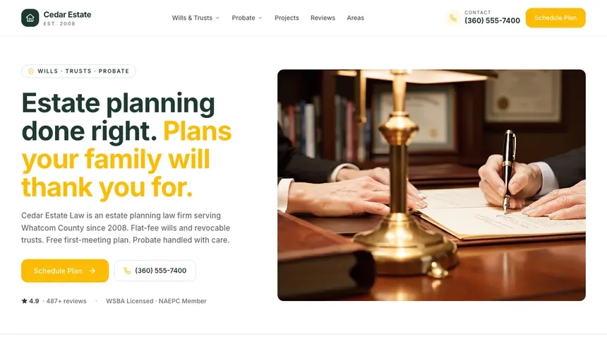 Estate Planning Warm Retail demo website thumbnail