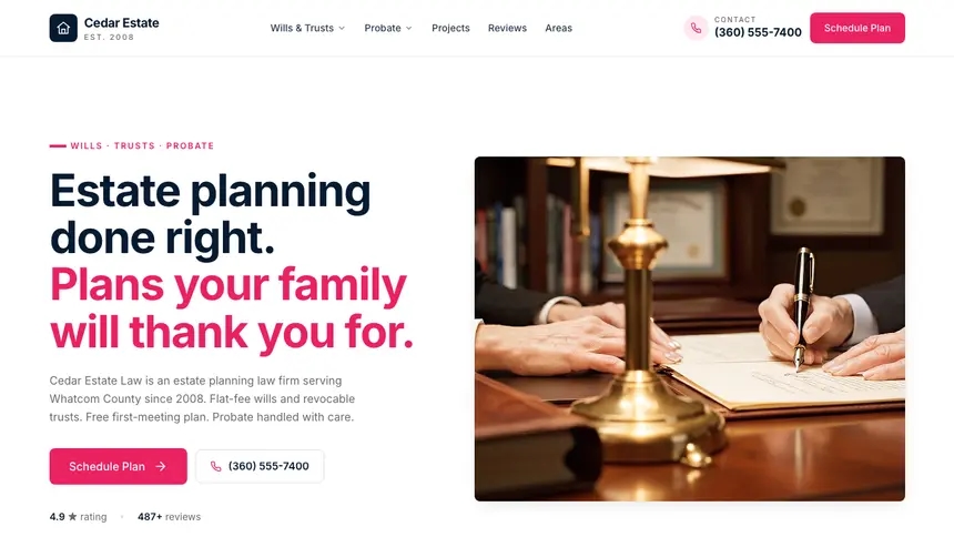 Estate Planning Polished Gradient demo website thumbnail