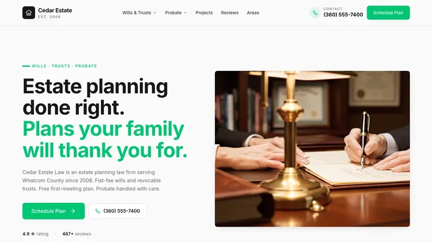 Estate Planning Modern Green demo website thumbnail