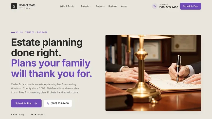 Estate Planning Sleek Premium demo website thumbnail