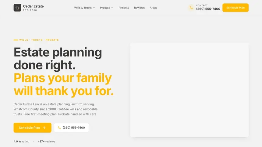 Estate Planning Energetic Tech demo website thumbnail