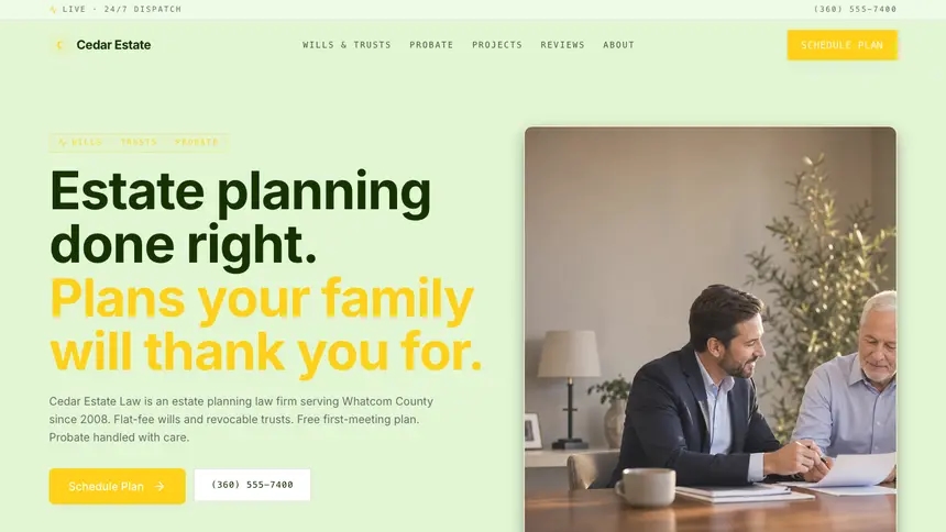 Estate Planning Bright Finance demo website thumbnail